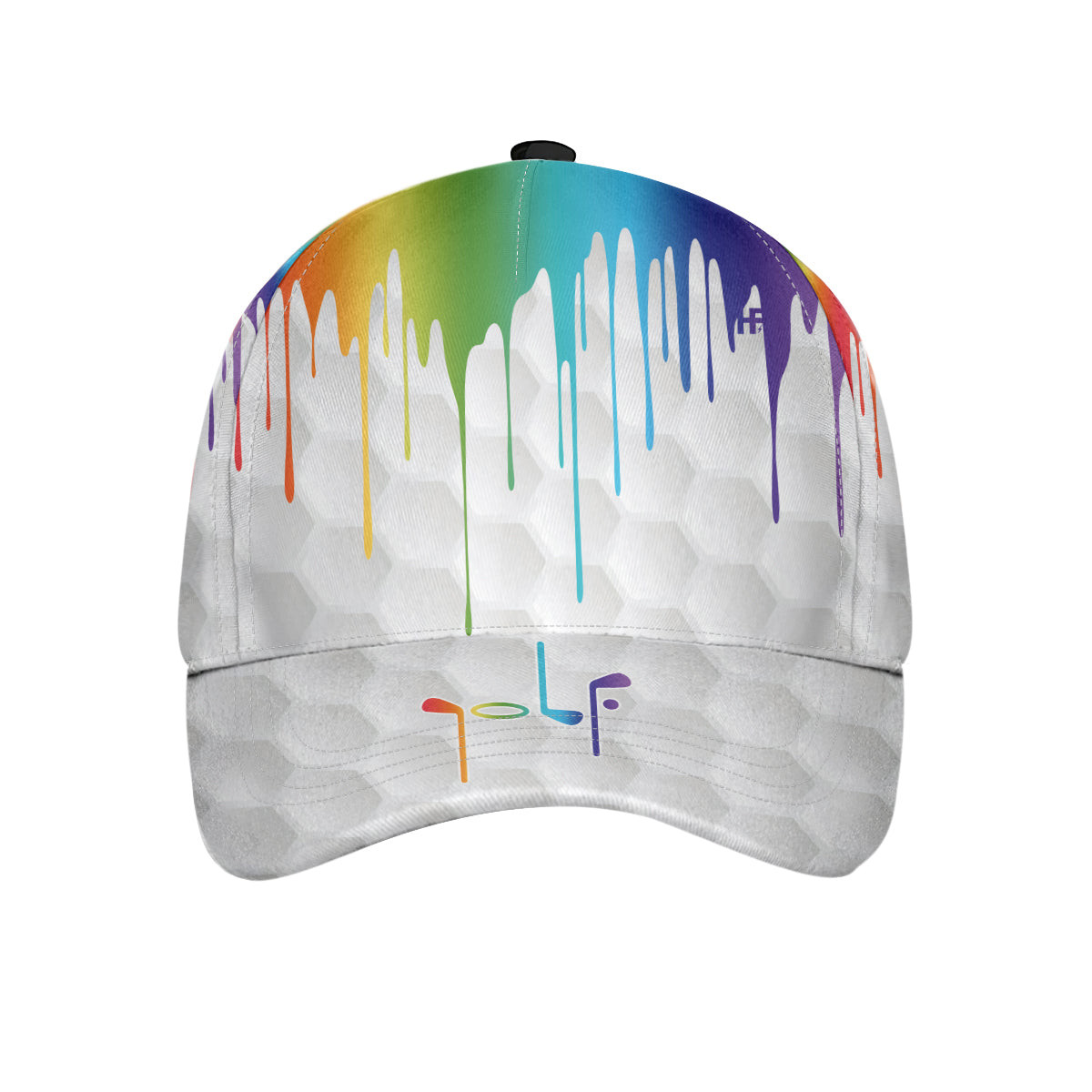 Rainbow Paint Drop Golf Ball Pattern Cap