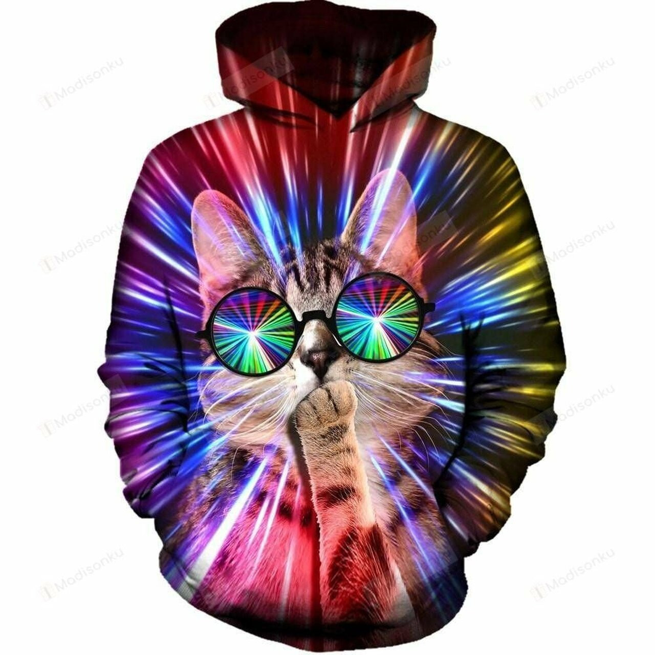 Rave Cat 3d All Over Print Hoodie, Zip-up Hoodie