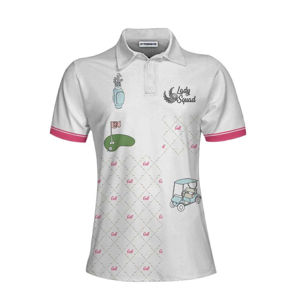 Ready For A Golf Day Golf Short Sleeve Women Polo Shirt White And Pink Golf Shirt For Ladies