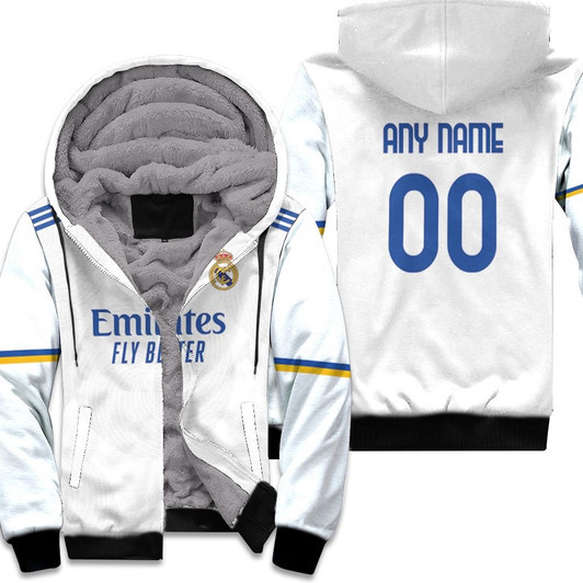 Real Madrid Football Club Home Jersey Style 3D Allover Custom Name Number Gift For Real Madrid Fans Fleece Hoodie