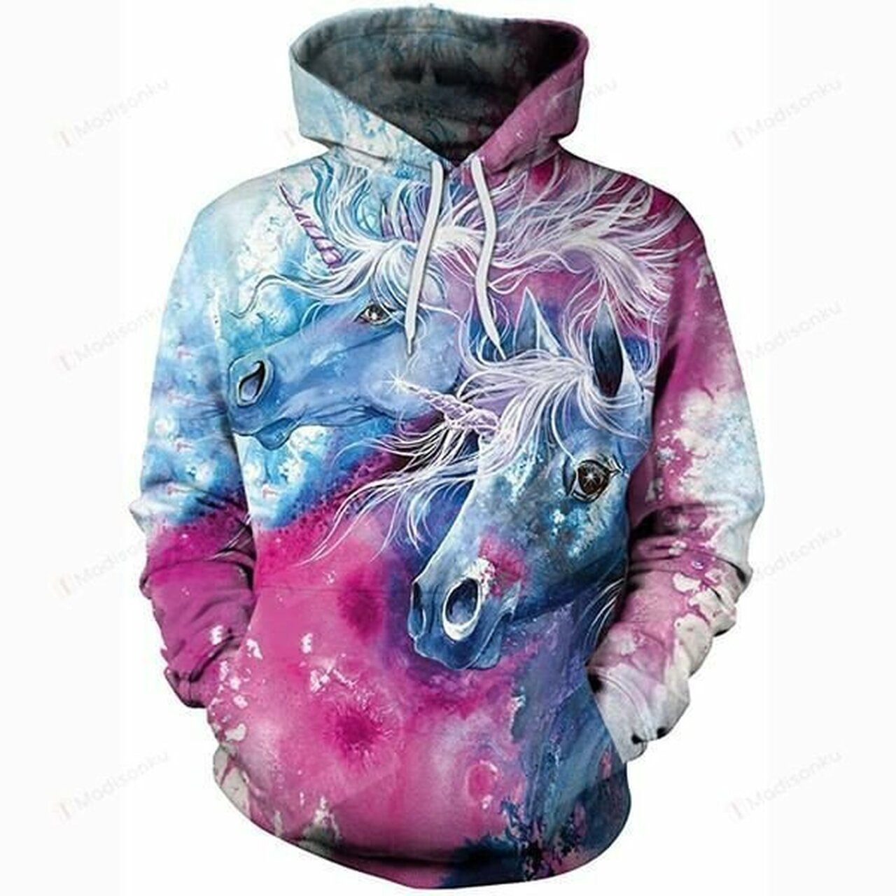 Realistic Couple Unicorn 3d All Over Print Hoodie