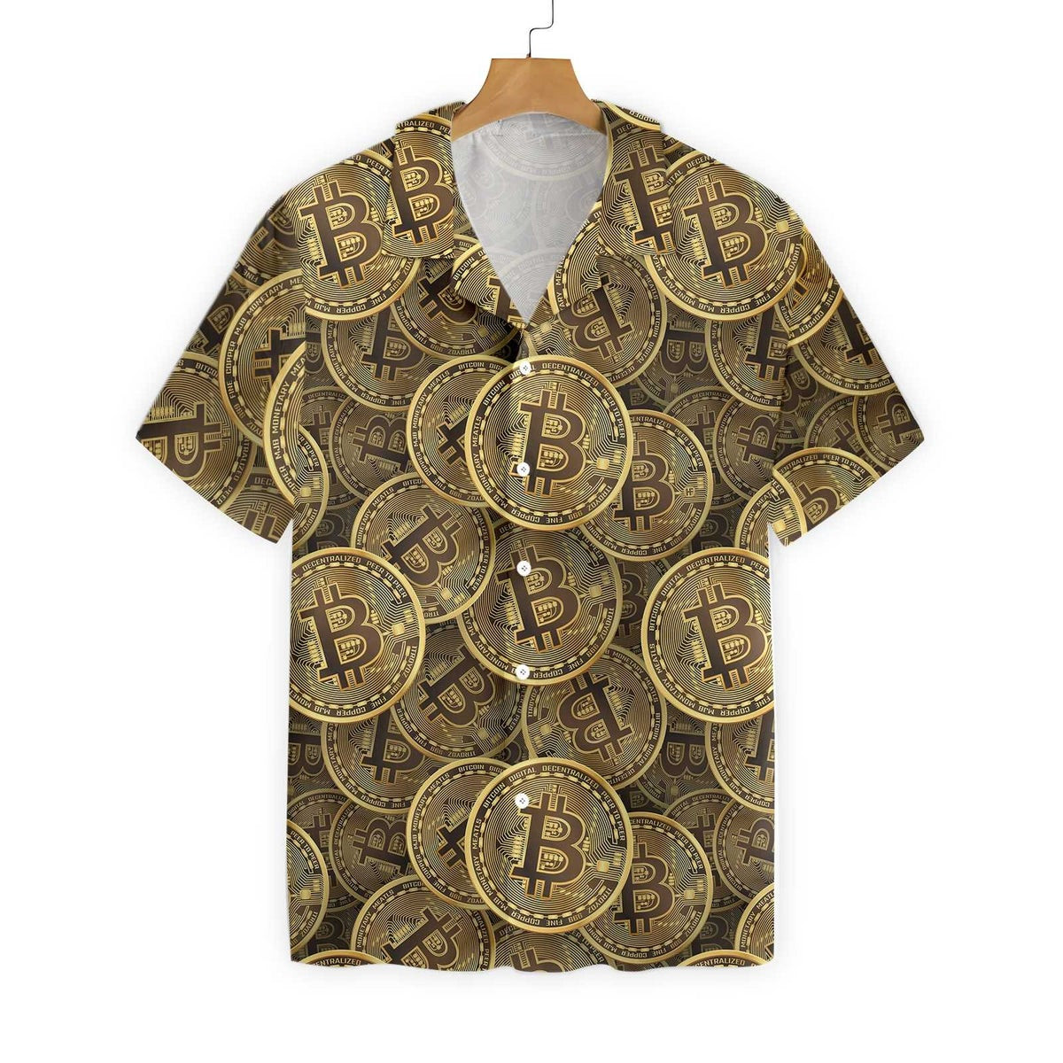 Realistic Seamless Bitcoin Cryptocurrency Hawaiian Shirt