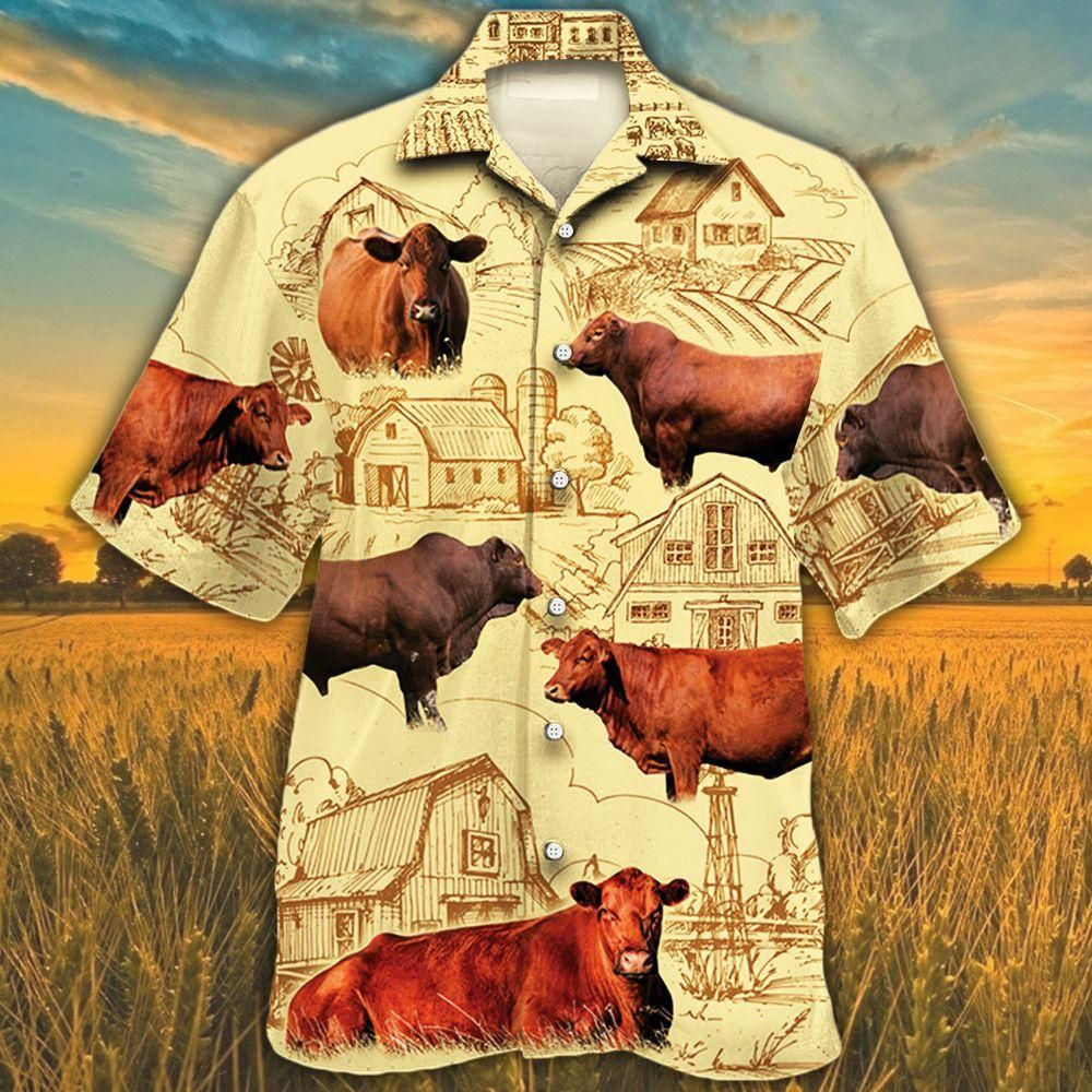 Red Angus Cattle 2 Lovers Farm Aloha Hawaiian Shirt Colorful Short Sleeve Summer Beach Casual Shirt For Men And Women