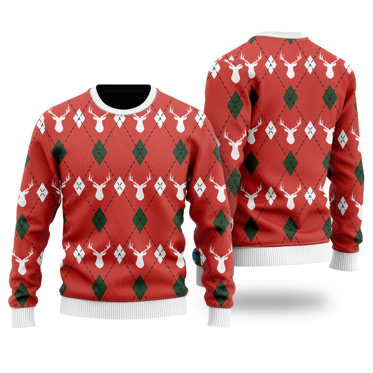 Red Argyle Reinmas Ugly Christmas Sweater Ugly Sweater For Men Women