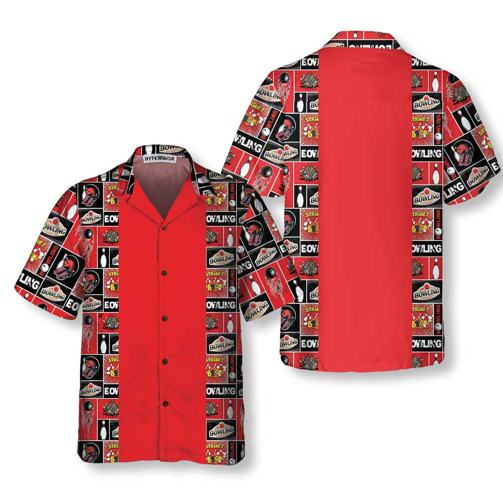 Red Bowling Hawaiian Shirt Bowling Balls And Pins Shirt Best Gift For Bowling Players