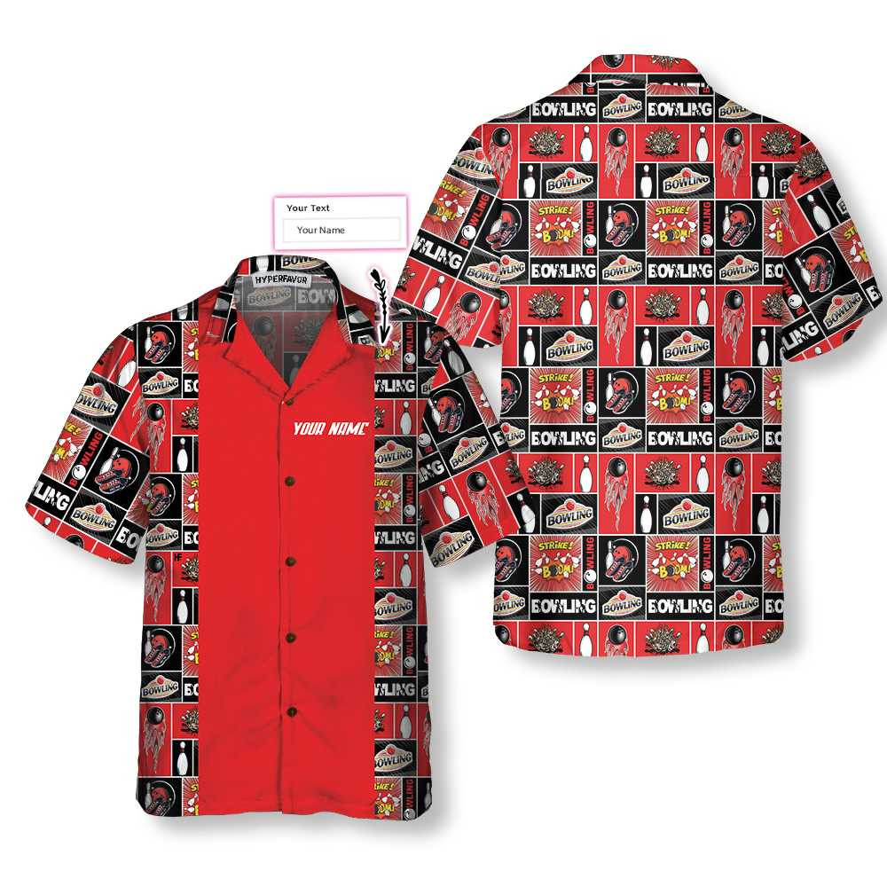 Red Bowling V2 Custom Hawaiian Shirt Personalized Gift For Bowling Players