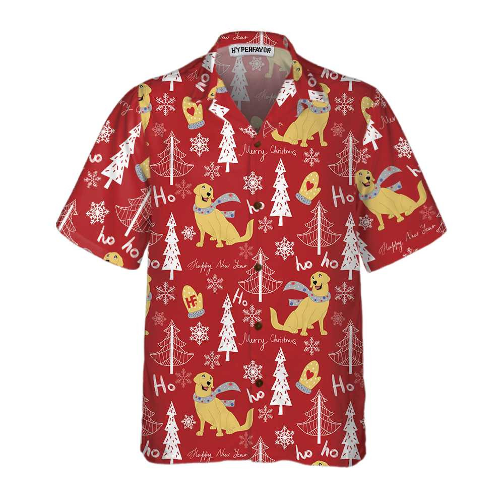 Red Christmas Golden Retriever Hawaiian Shirt Golden Retriever Christmas Hawaiian Shirt Best Christmas Gift For Golden Retriever Lover