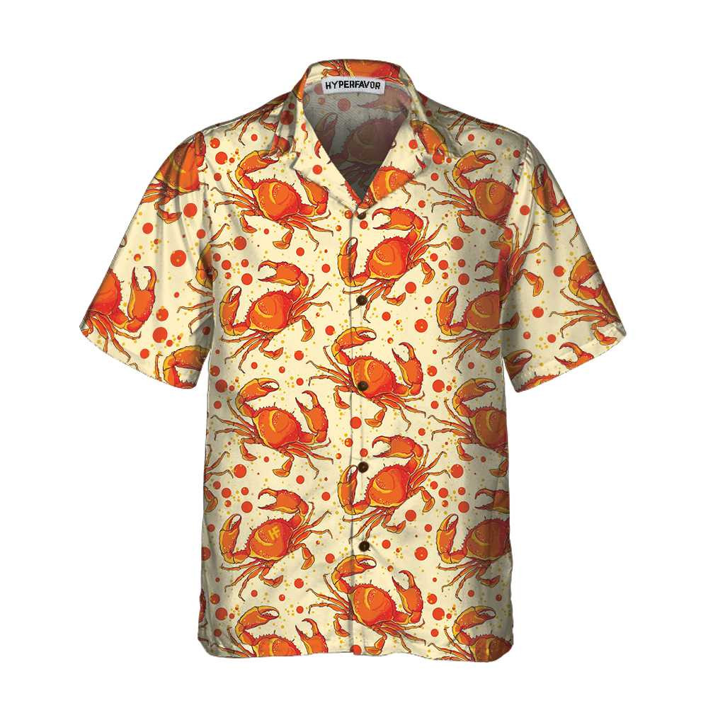 Red Crab Seamless Pattern Hawaiian Shirt Unique Crab Shirt Crab Print Shirt