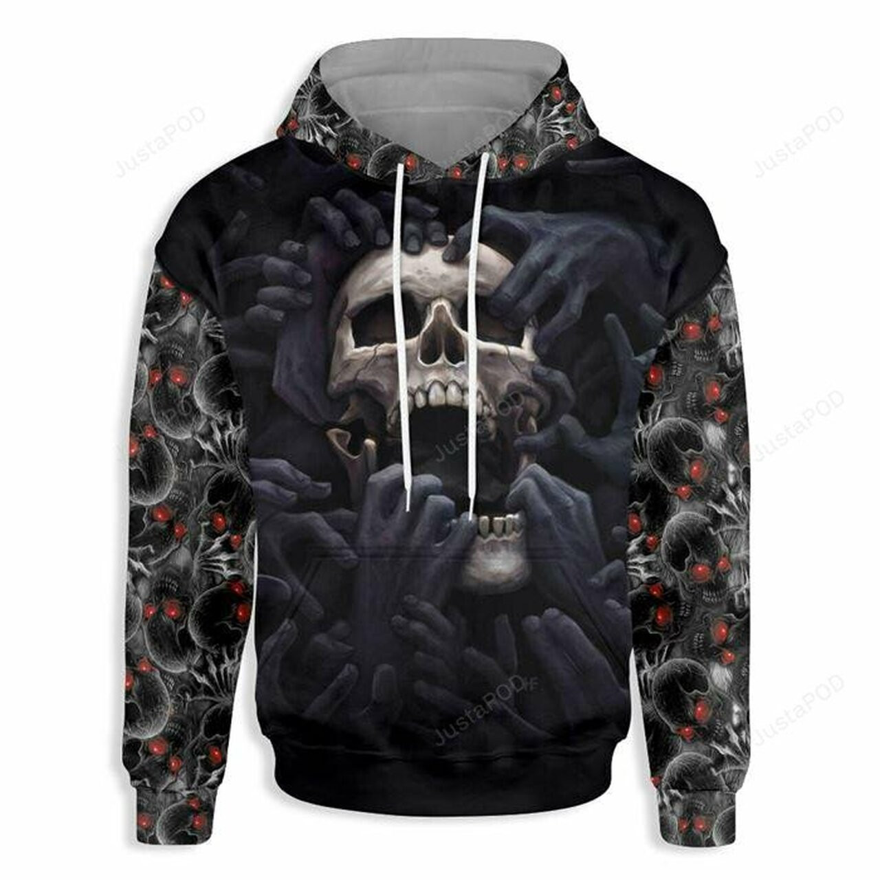 Red Eyes Screaming Skull 3d All Over Printed Hoodie