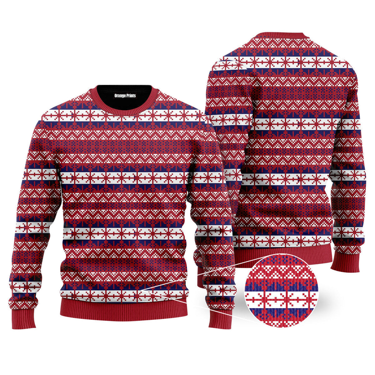 Red Fancy Xmas Pattern Ugly Christmas Sweater Ugly Sweater For Men Women