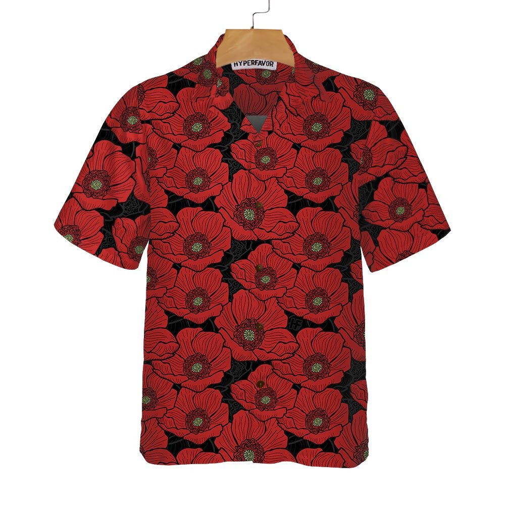 Red Poppies Lest We Forget Hawaiian Shirt Proud Veteran Shirt Meaningful Gift For Veteran Day