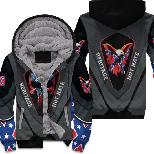 Redneck Punisher Skull Heritage Not Hate 3D Fleece Hoodie