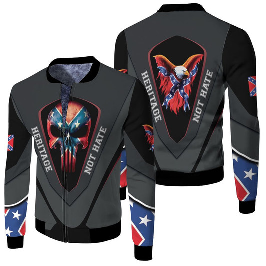 Redneck Punisher Skull Heritage Not Hate Fleece Bomber Jacket