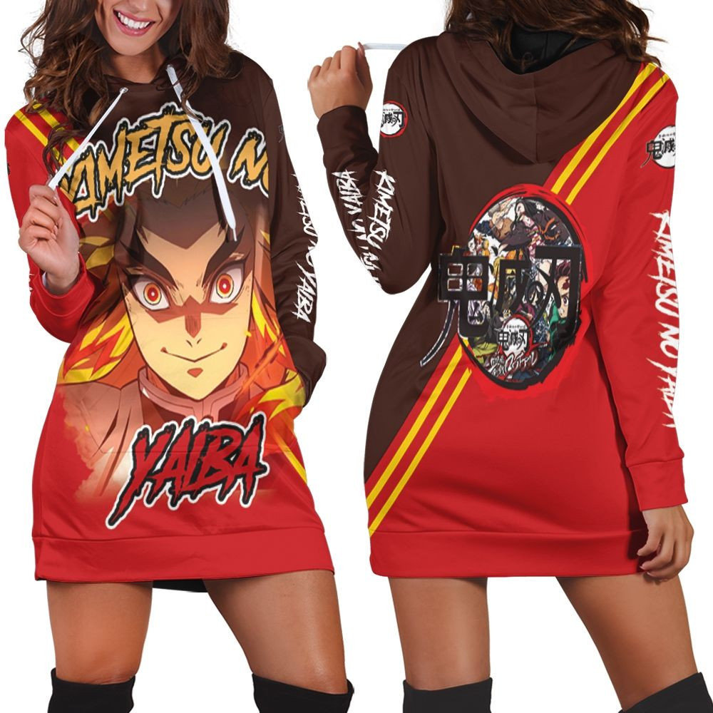 Rengoku Kyojuro Kimetsu No Yaiba Hoodie Dress Sweater Dress Sweatshirt Dress