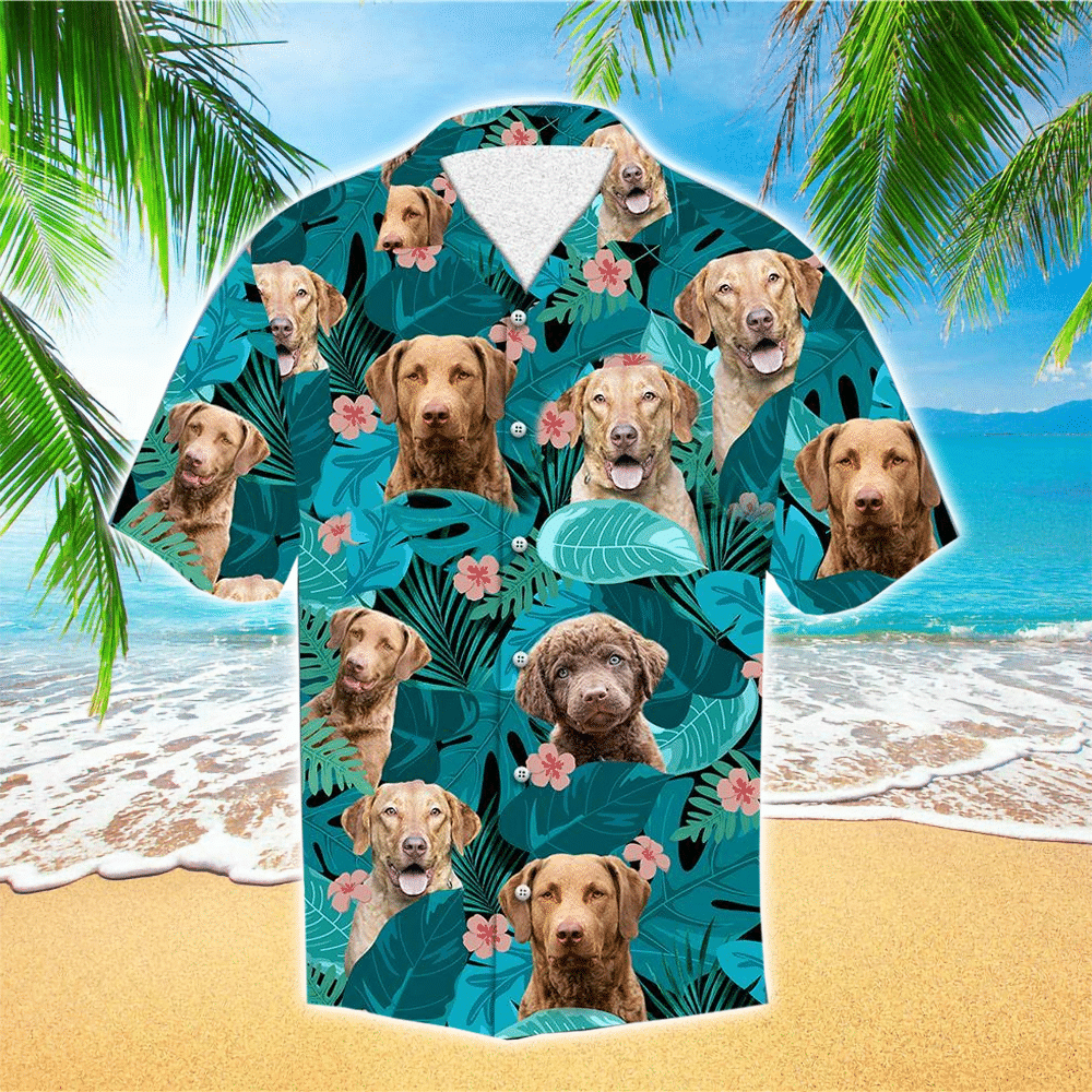 Retriever Dog Apparel Retriever Dog Hawaiian Button Up Shirt for Men and Women