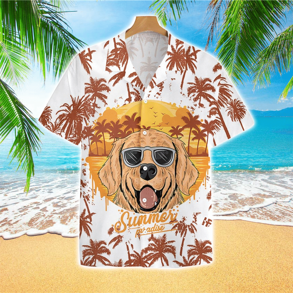 Retriever Dog Apparel Retriever Dog Hawaiian Button Up Shirt for Men and Women