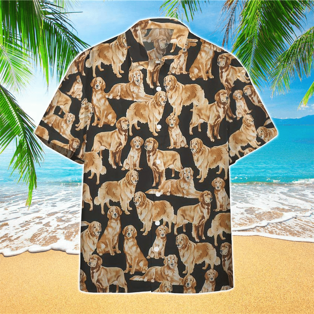 Retriever Dog Apparel Retriever Dog Hawaiian Button Up Shirt for Men and Women