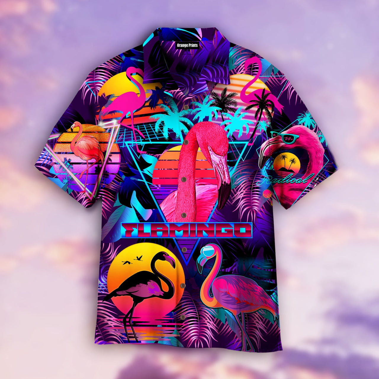 Retro Neon Tropical Flamingo Hawaiian Shirt Tropical Hawaiian Shirt For Men Women