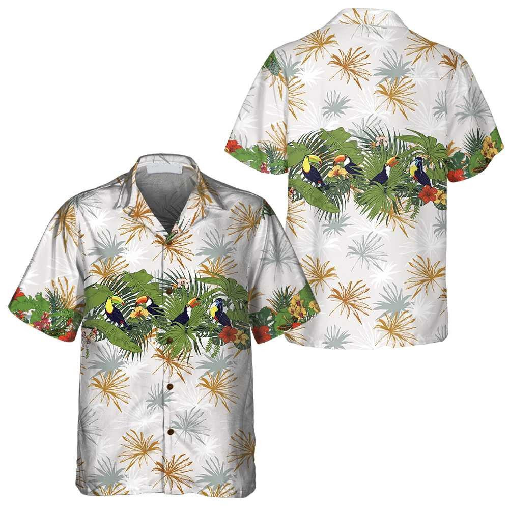 Retro Toucans And Tropical Plants Toucan Hawaiian Shirt For Men and Women