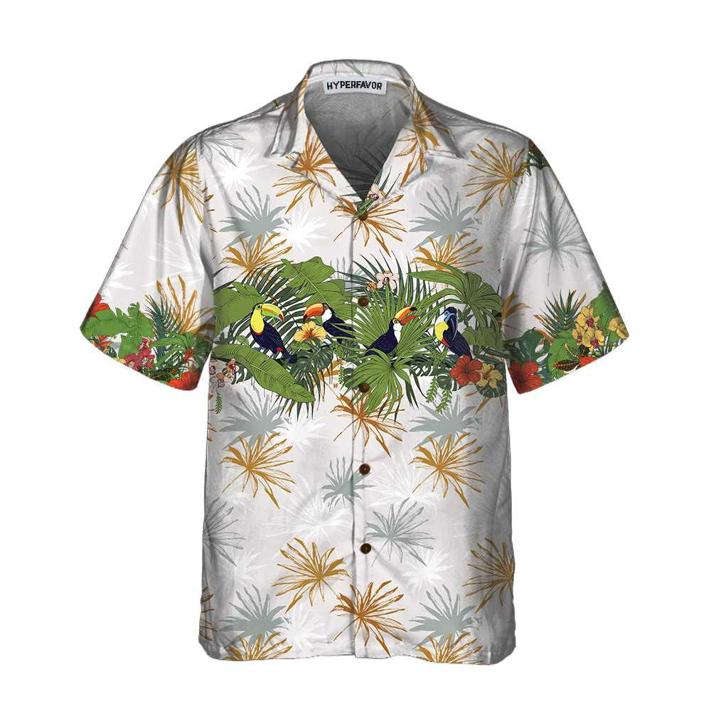 Retro Toucans And Tropical Plants Toucan Hawaiian Shirt Toucan Bird Hawaiian Shirt Funny Gift For Toucan Lover