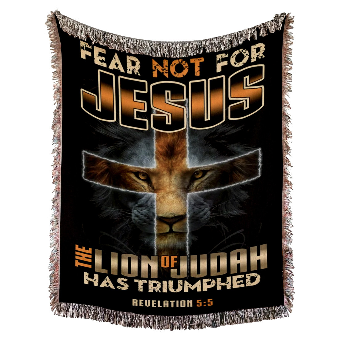 Revelation 5:5 Woven Blanket - Fear Not For Jesus Woven Throw Blanket - The Lion Of Judah Tapestry Decor For Christian Blanket