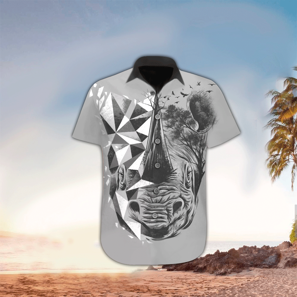 Rhino Hawaiian Shirt Mens Hawaiian Shirt For Rhino Lover Shirt for Men and Women