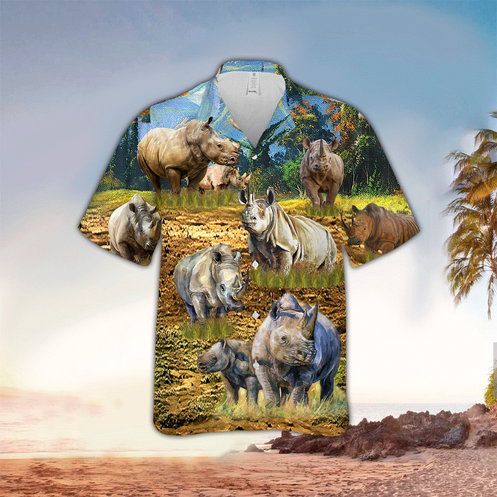 Rhino Hawaiian Shirt Perfect Rhino Terrier Clothing Shirt for Men and Women