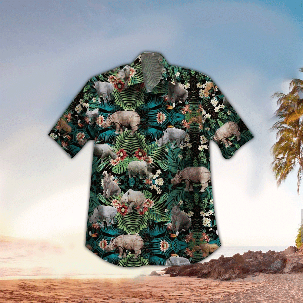 Rhino Hawaiian Shirt Perfect Rhino Terrier Clothing Shirt for Men and Women