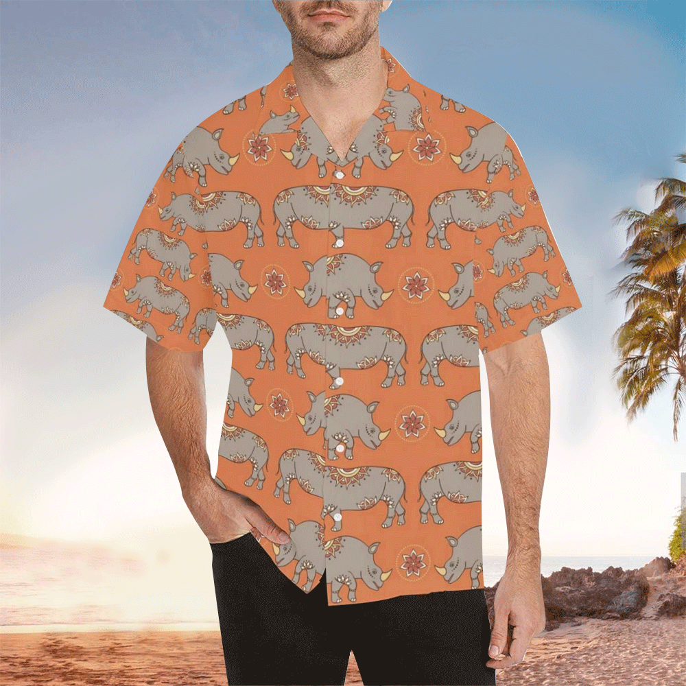 Rhino Hawaiian Shirt Perfect RhinoTerrier Clothing Shirt for Men and Women