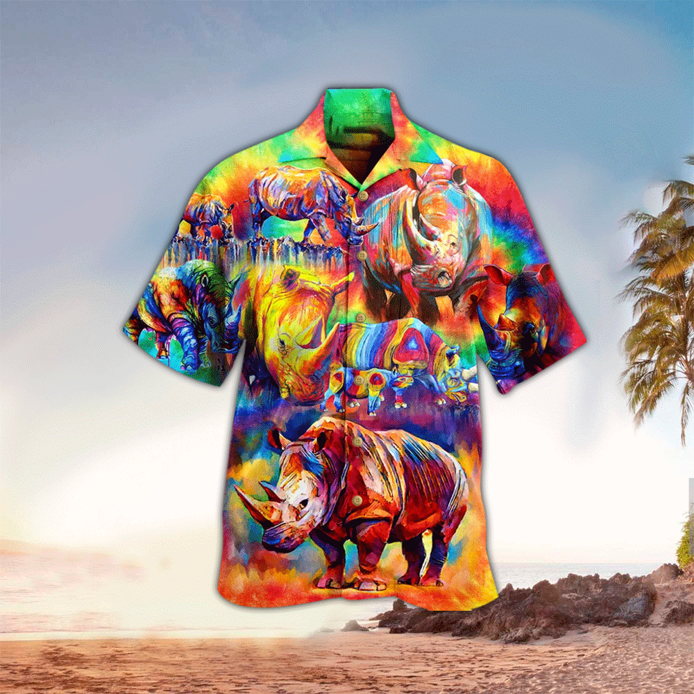 Rhino Shirt Rhino Hawaiian Shirt For Rhino Lovers Shirt for Men and Women