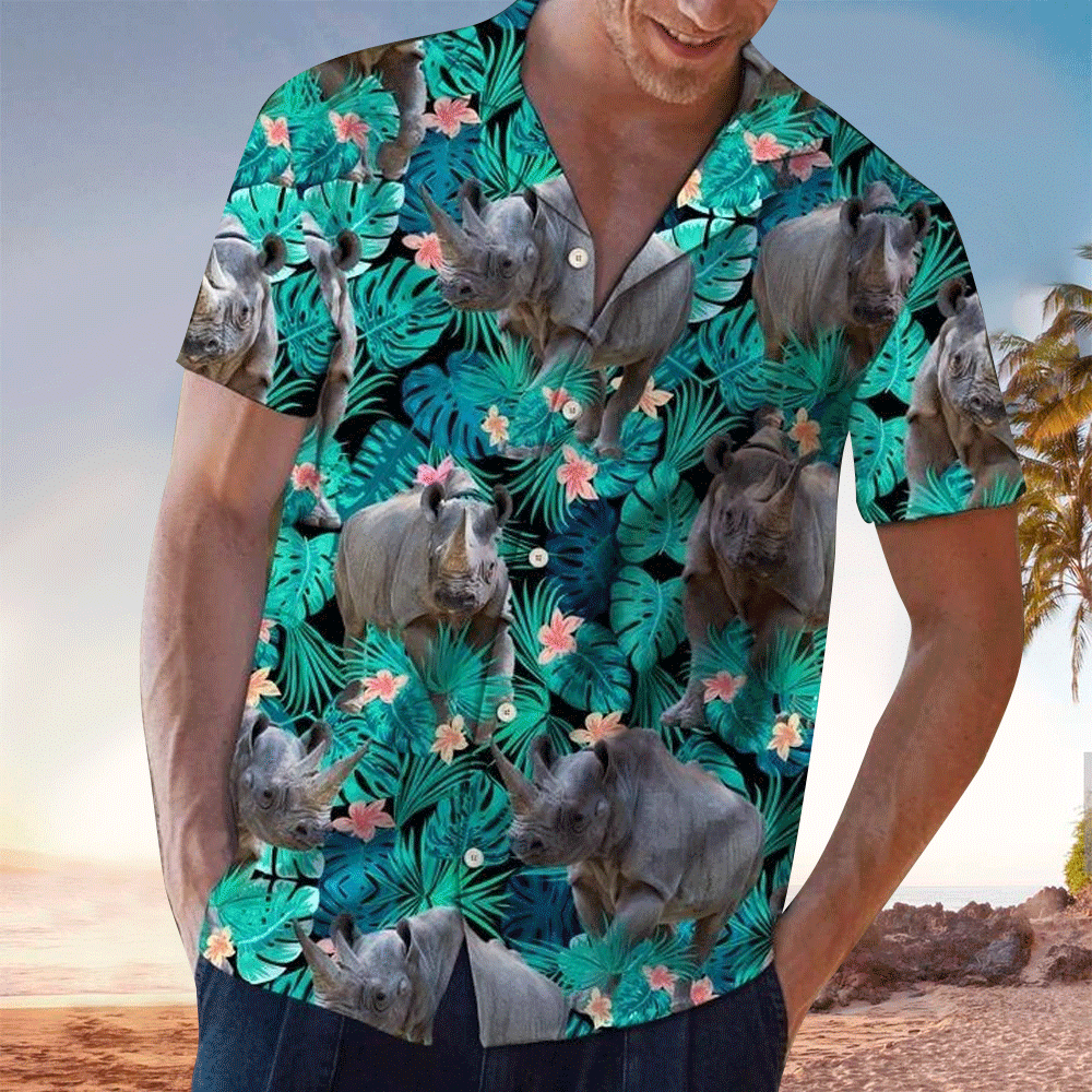 Rhino Shirt Rhino Hawaiian Shirt For Rhino Lovers Shirt for Men and Women