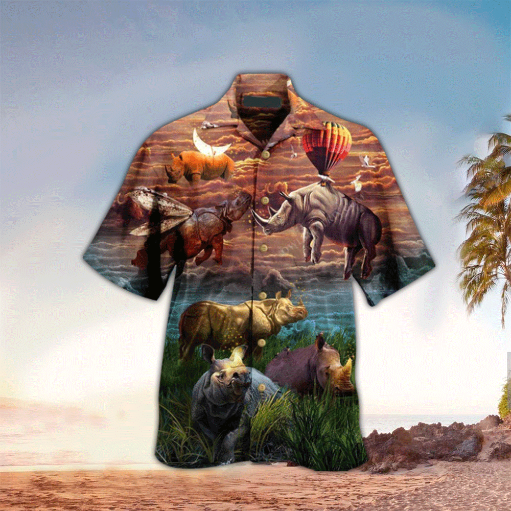 Rhino Shirt Rhino Hawaiian Shirt For Rhino Lovers Shirt for Men and Women