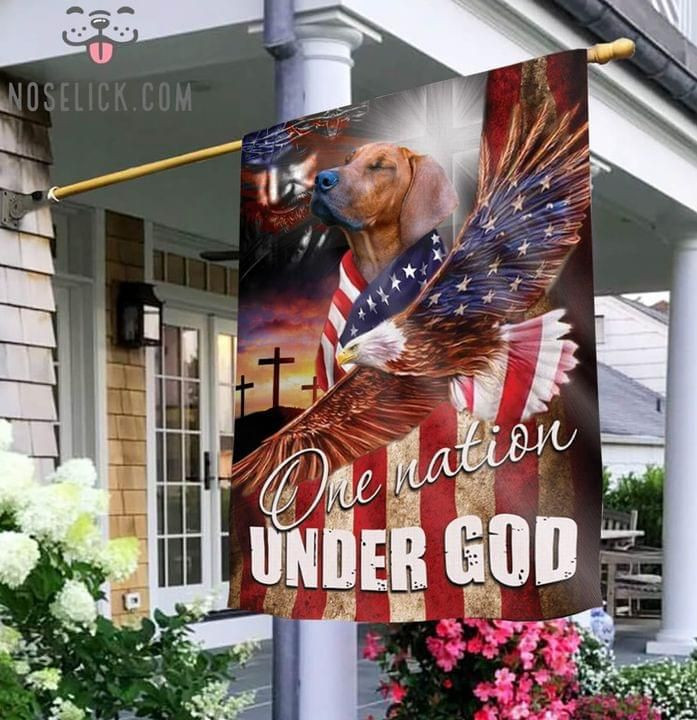 Rhodesian Ridgeback One Nation Under God Christian Cross Dog Lover Eagle American Flag Garden Flag House Flag