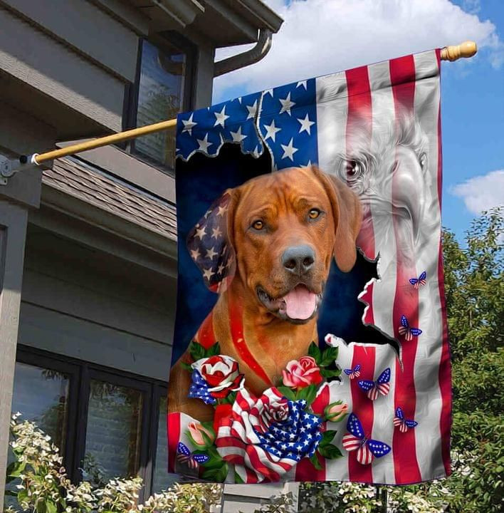 Rhodesian Ridgeback Proud Nation Dog Lover American Flag Garden Flag House Flag