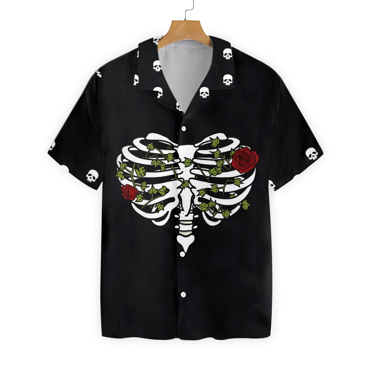 Rib Cage Heart Style With Rose Goth Hawaiian Shirt