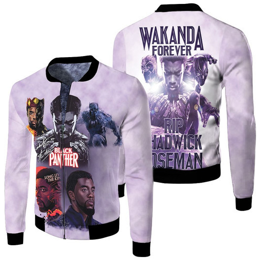 Rip Chadwick Boseman Black Panther Wakanda Forever For Fan Fleece Bomber Jacket