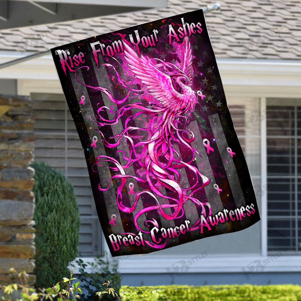 Rise From Your Ashes Breast Cancer Awareness Phoenix Flag Garden Flag House Flag