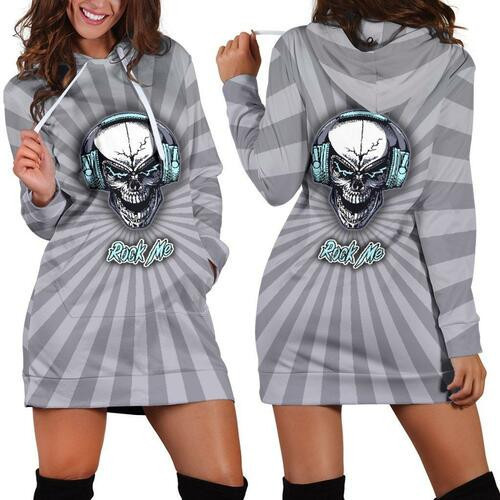 Rock Me Hoodie Dress Sweater Dress Sweatshirt Dress 3d All Over Print For Women For Skull Lovers And Music Freaks Hoodie