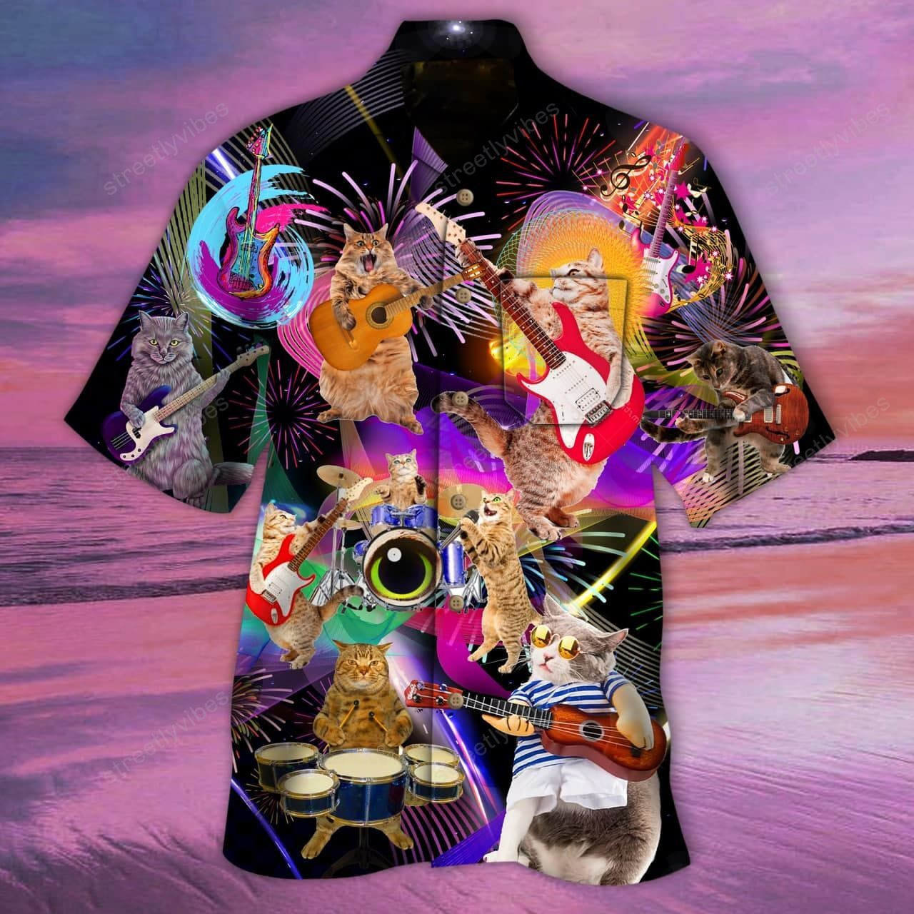 Rocker Cat Hawaiian Shirt Hawaiian Shirt For Men