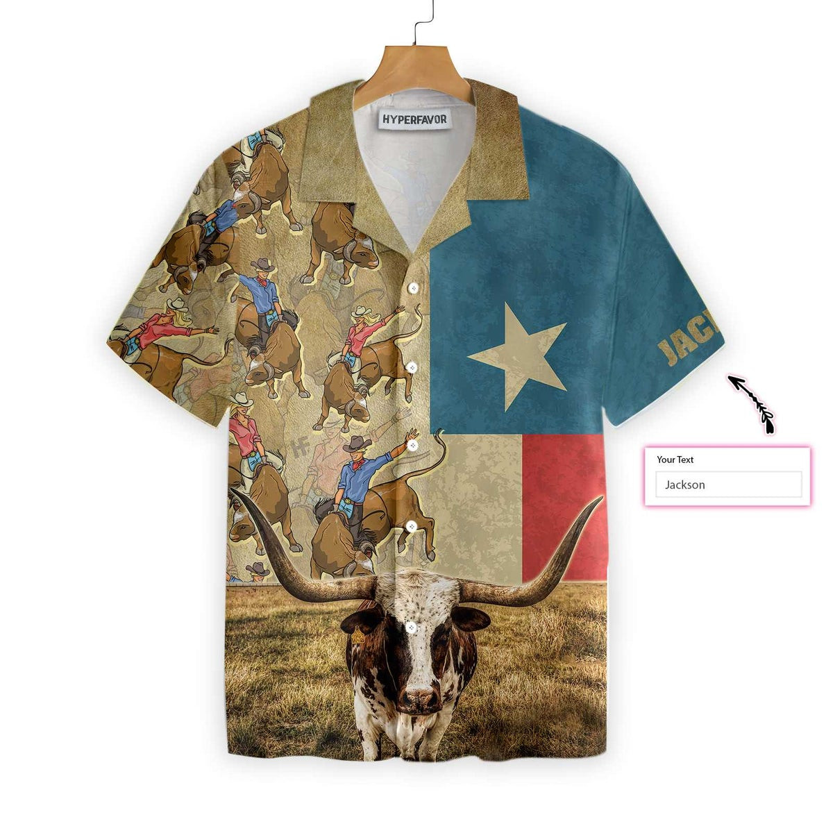 Rodeo Longhorn Texas Flag Custom Hawaiian Shirt Unique Texas Shirt For Texas Lovers