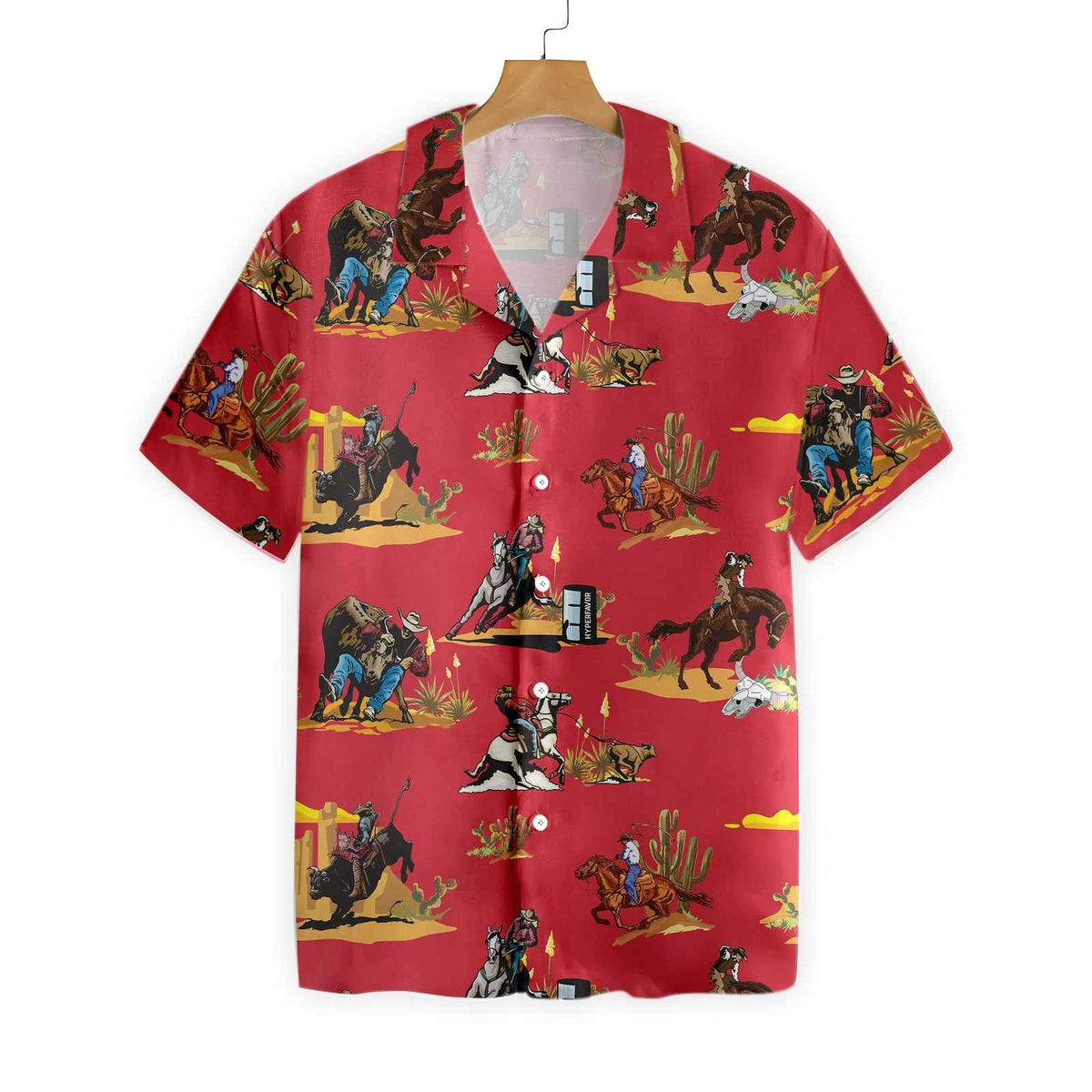 Rodeo Seamless Pattern Hawaiian Shirt Red Version Texas Native Western Shirt Proud Texas Shirt For Men