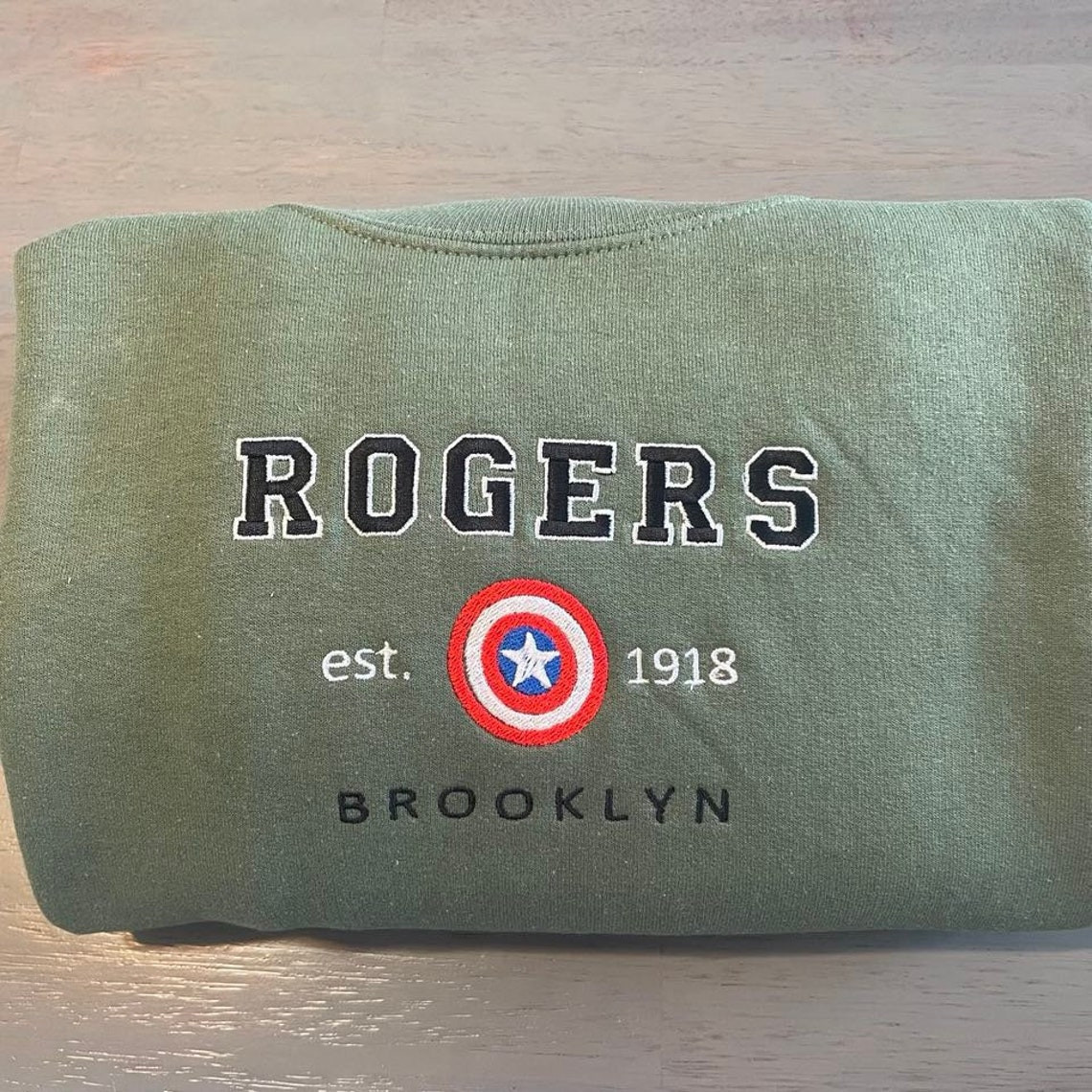 Rogers 1918 Embroidered Sweatshirt Avenger Marvel Embroidered Sweatshirt Vintage Rogers 1918 Crewneck