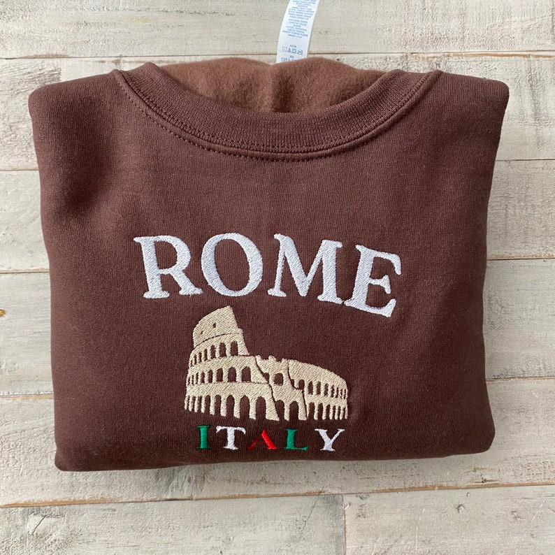 Rome Italy Embroidered Sweatshirt- Rome Travel Crewneck