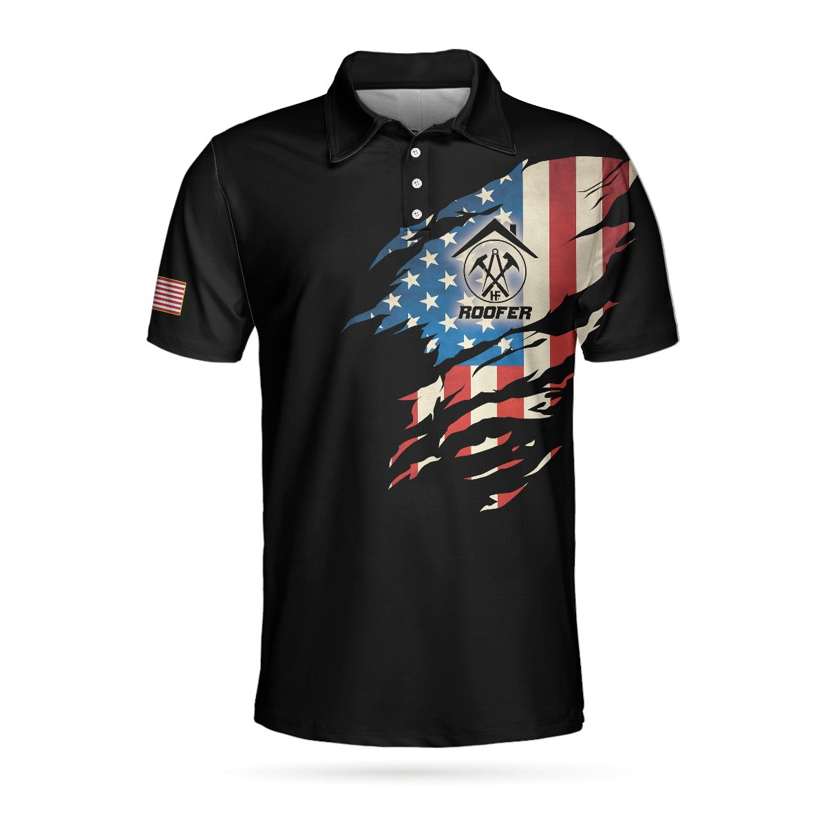 Roofer My Craft Allows Me To Build Anything Polo Shirt Skull Ripped American Flag Roofer Shirt For Men