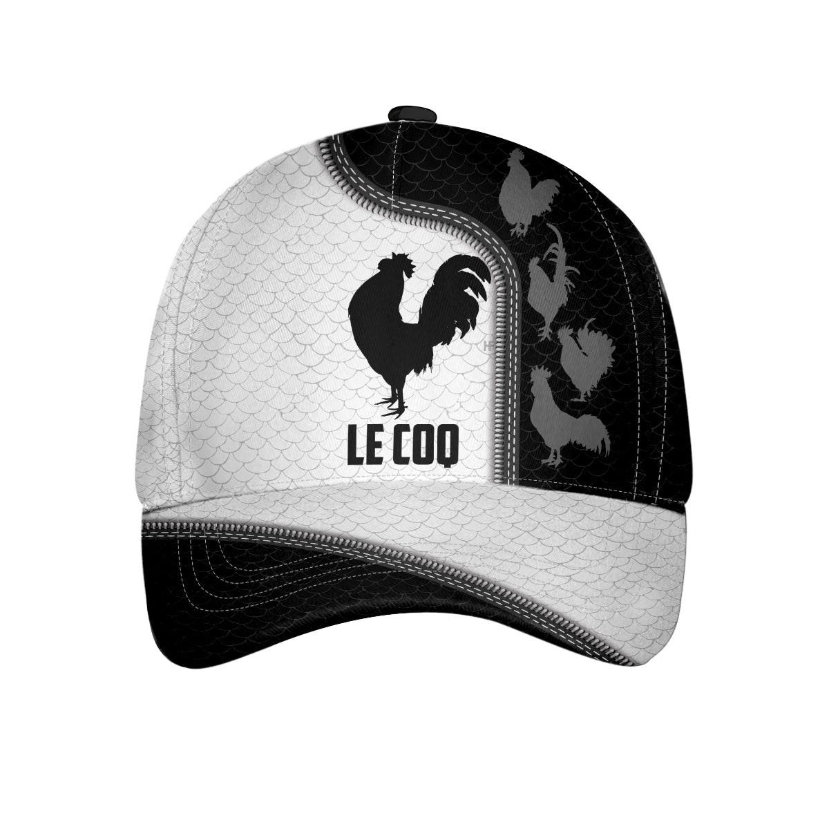 Rooster Black And White Classic Cap Cool Chicken Baseball Hat Unique Print Rooster Cap