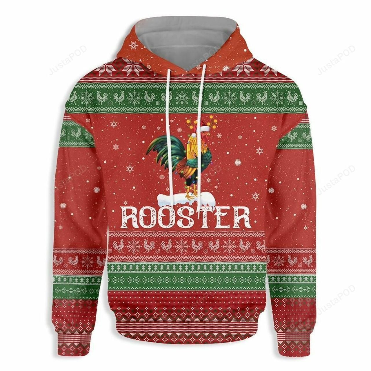 Rooster Christmas 3d All Over Print Hoodie