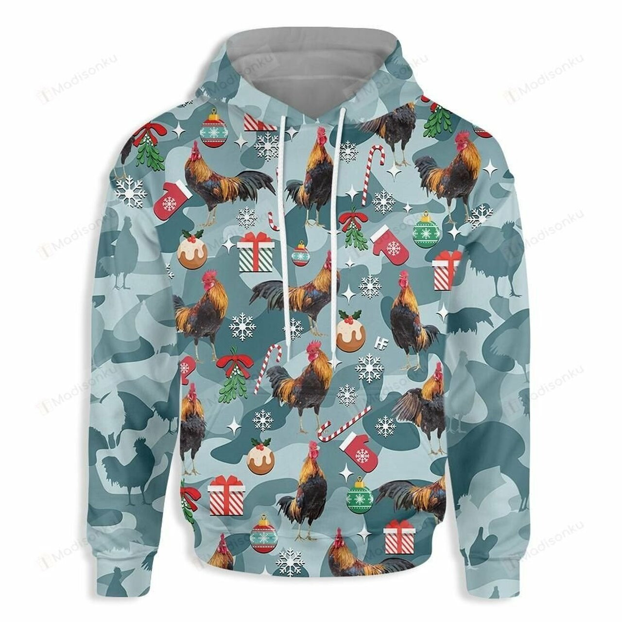 Rooster Christmas 3d All Over Print Hoodie