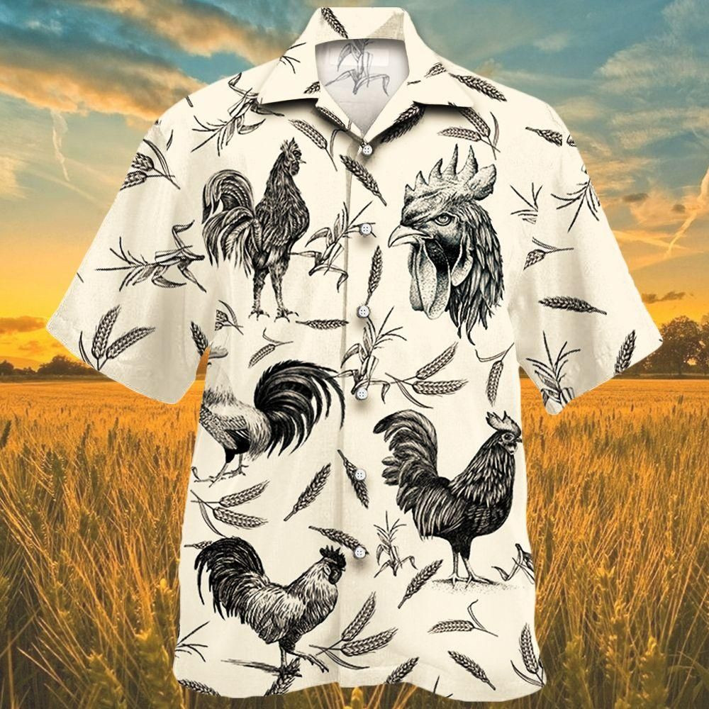 Rooster Farm Lovers Aloha Hawaiian Shirt Colorful Short Sleeve Summer Beach Casual Shirt For Men And Women