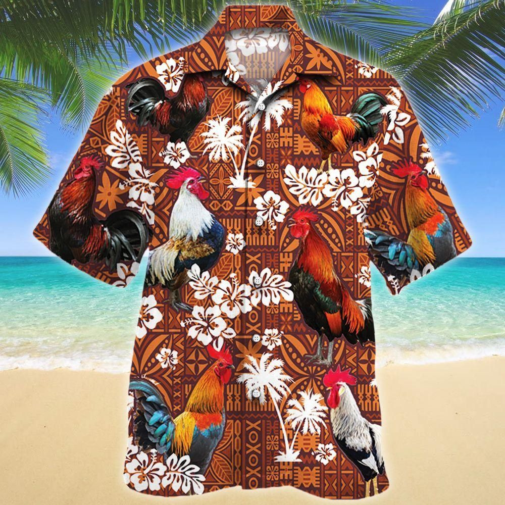 Rooster Lovers Red Tribal Aloha Hawaiian Shirt Colorful Short Sleeve Summer Beach Casual Shirt For Men And Women