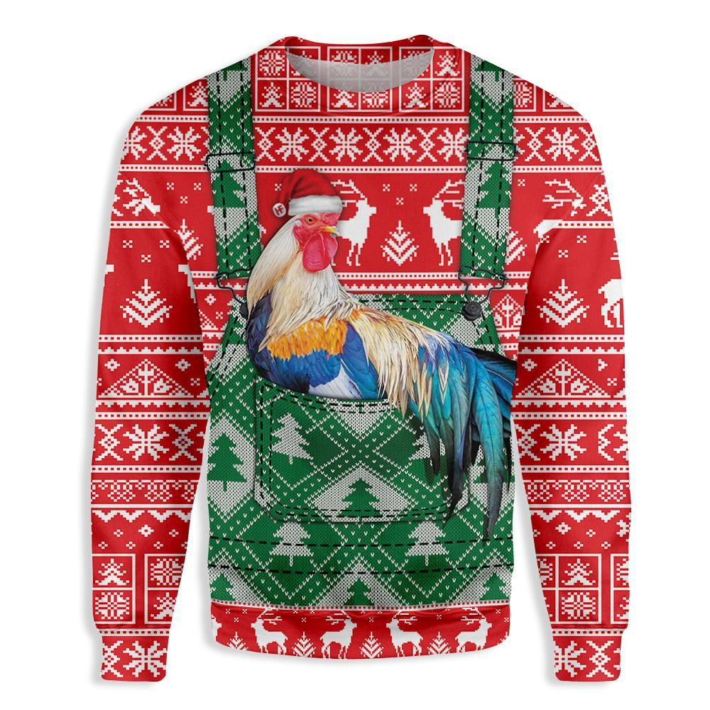 Rooster Pattern Ugly Christmas Sweater Ugly Sweater For Men Women